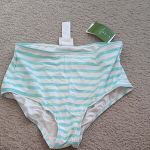 Striped High-Waisted Bikini Bottoms